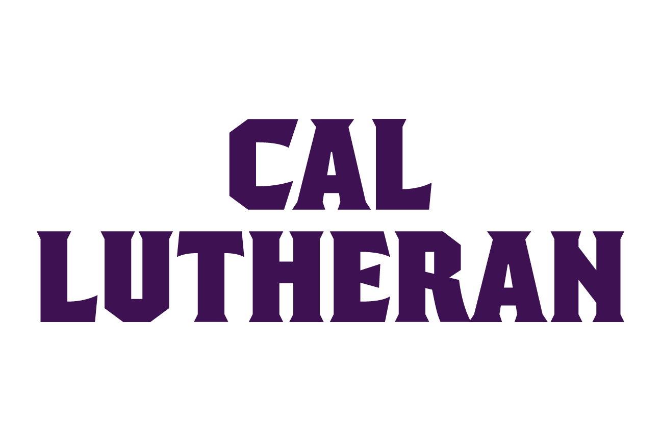 CAL LUTHERAN stacked wordmark, purple/gold variant, cell 49