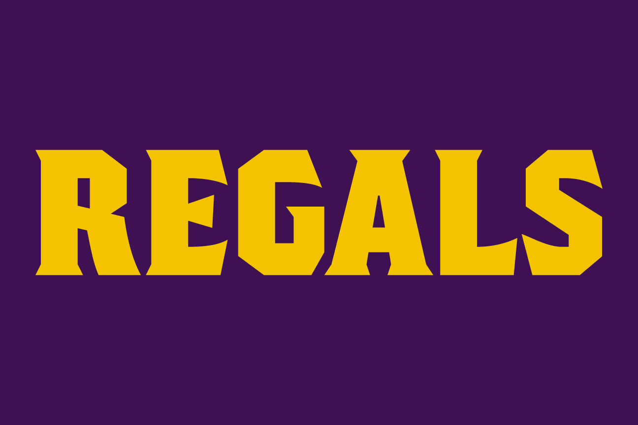 REGALS wordmark, gold/white on purple variant, cell 56