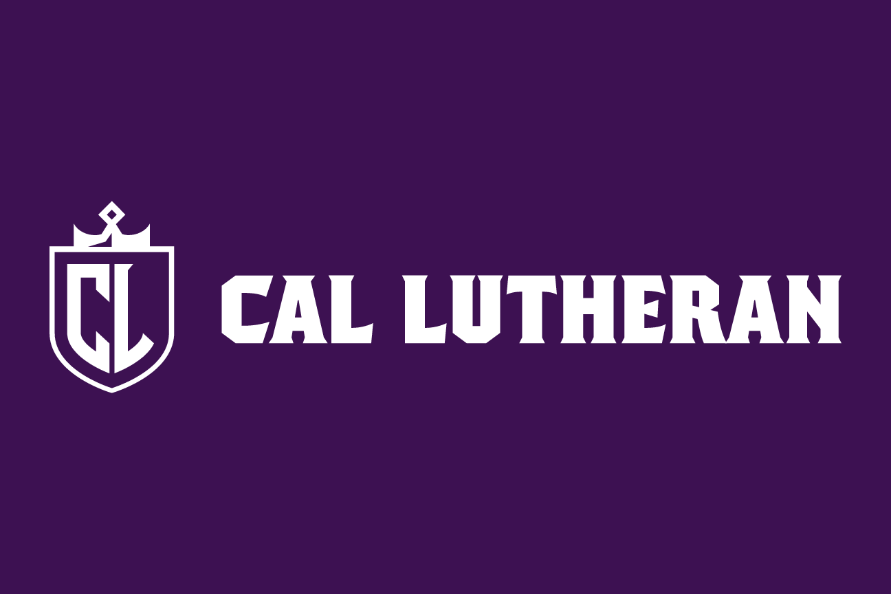 CL monogram with sword/crown horizontal lockup, white on purple variant, cell 60