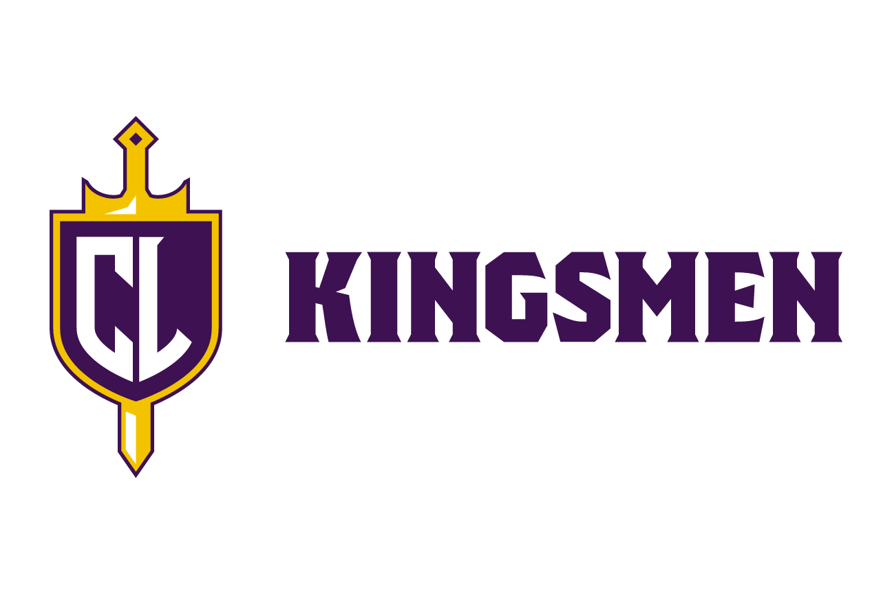 Kingsmen spirit mark, color, horizontal variant, cell 94