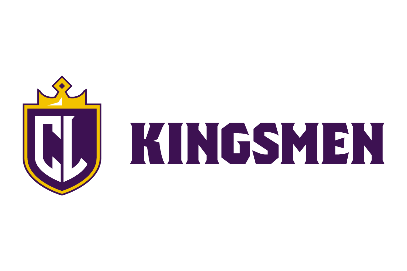 Kingsmen spirit mark, color, horizontal variant, cell 97