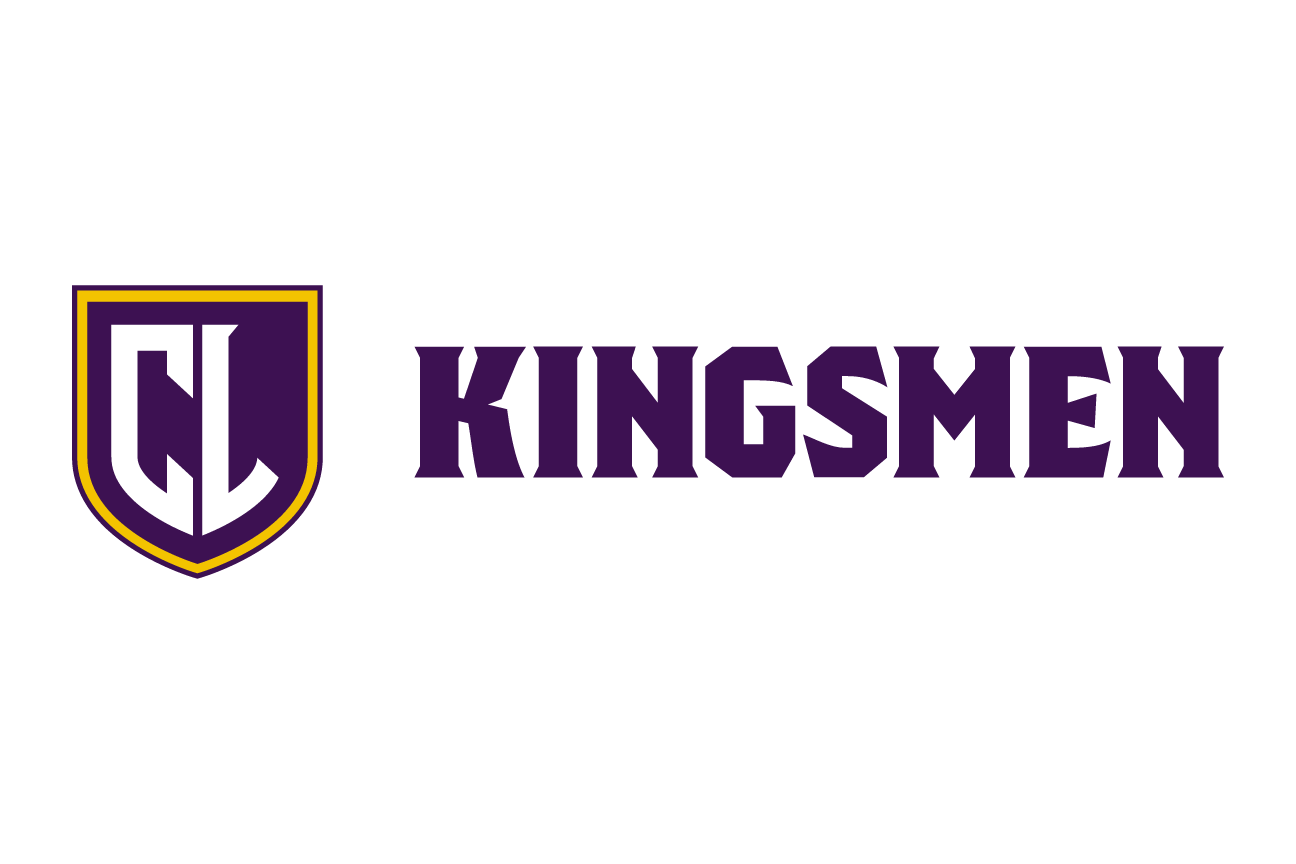 Kingsmen spirit mark, color, horizontal variant, cell 100