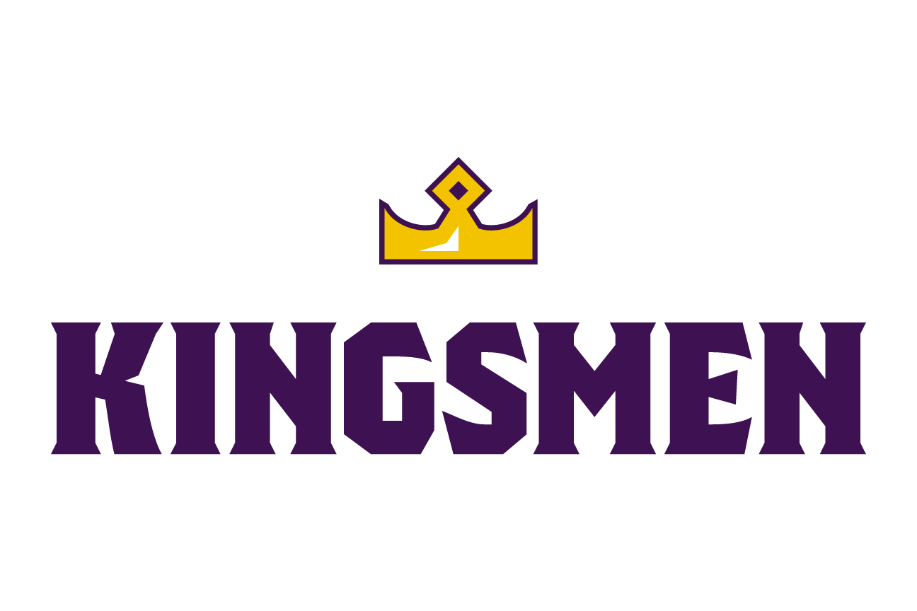 Kingsmen spirit mark, color, stacked variant, cell 109