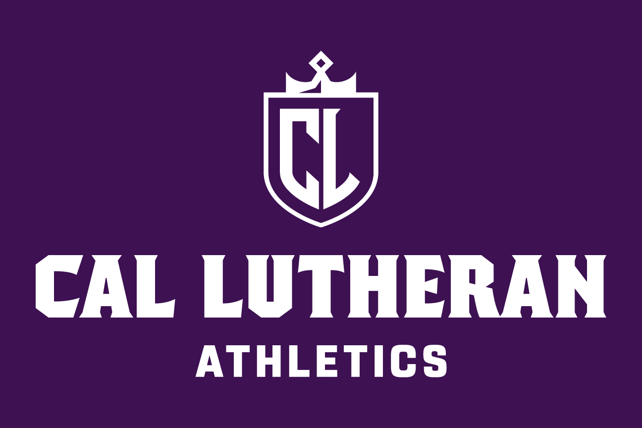 Cal Lutheran Athletics lockup, CL icon, white on dark, stacked variant, cell 135