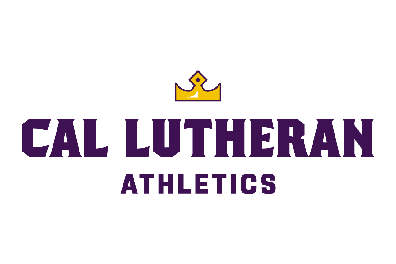 Cal Lutheran Athletics lockup, crown icon, color, stacked variant, cell 136