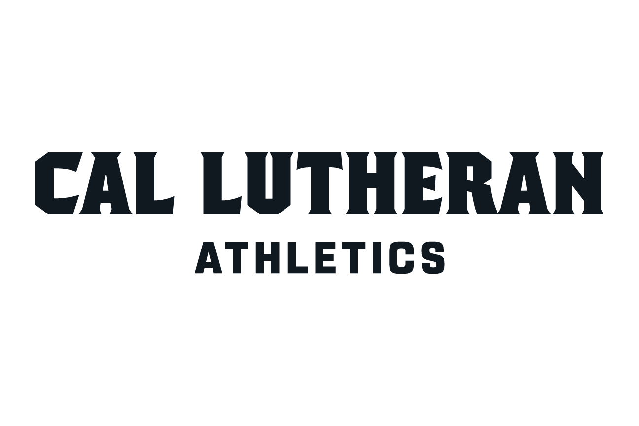 Cal Lutheran Athletics lockup, wordmark, white variant, cell 144