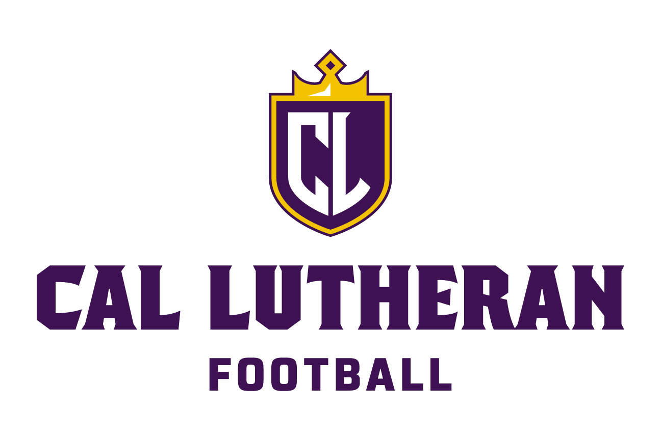 Cal Lutheran Football lockup, CL icon, color, stacked variant, cell 146