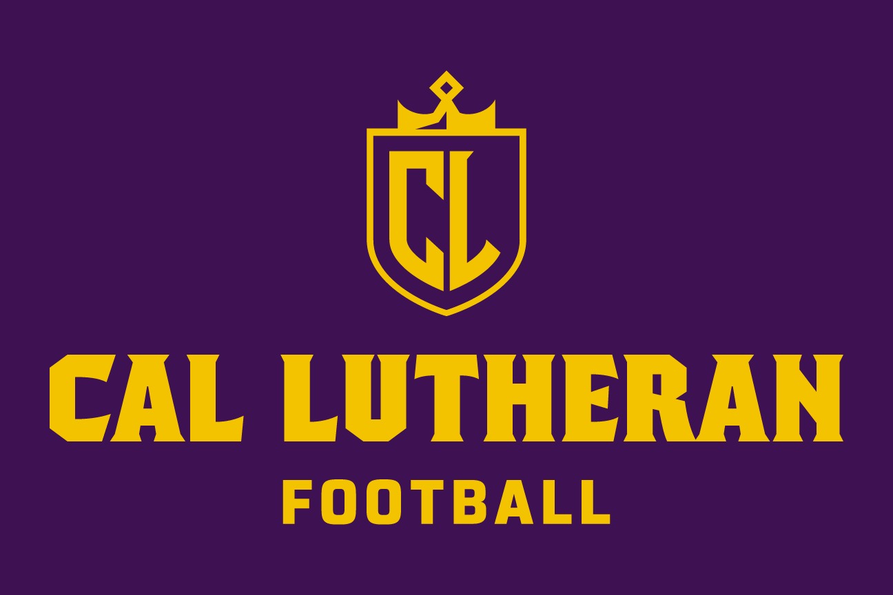 Cal Lutheran Football lockup, CL icon, color on dark, stacked variant, cell 149