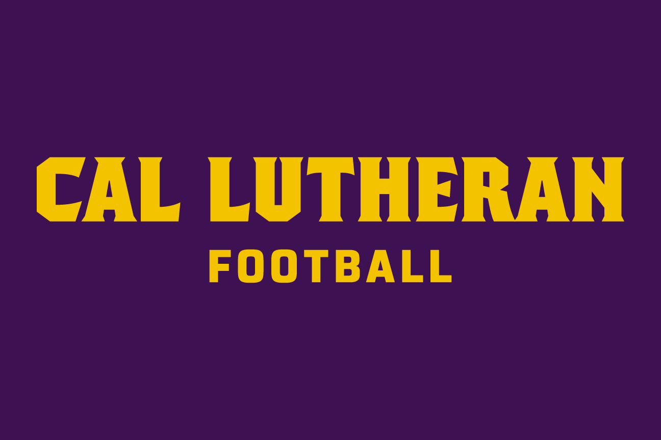 Cal Lutheran Football lockup, wordmark, color on dark variant, cell 159