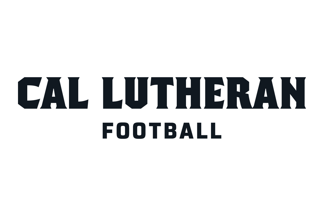 Cal Lutheran Football lockup, wordmark, white variant, cell 160