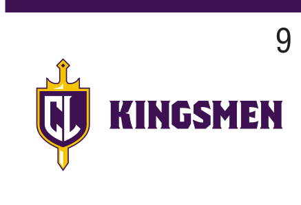 Kingsmen spirit mark, color, horizontal variant, cell 94