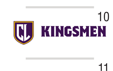 Kingsmen spirit mark, color, horizontal variant, cell 100