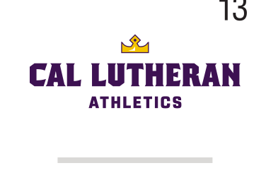 Cal Lutheran Athletics lockup, crown icon, color, stacked variant, cell 136