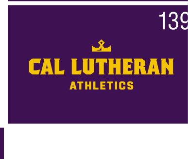 Cal Lutheran Athletics lockup, crown icon, color on dark, stacked variant, cell 139
