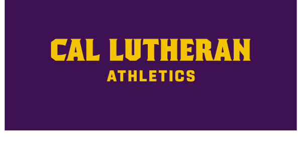 Cal Lutheran Athletics lockup, wordmark, color on dark variant, cell 143