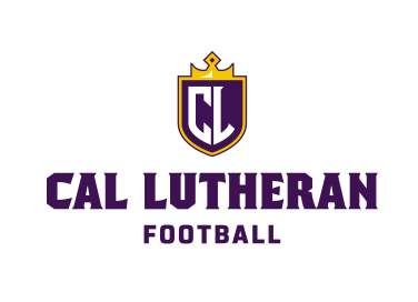 Cal Lutheran Football lockup, CL icon, color, stacked variant, cell 146