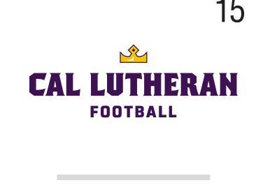 Cal Lutheran Football lockup, crown icon, color, stacked variant, cell 152
