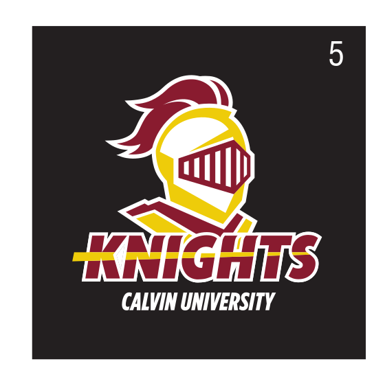 Knight head with KNIGHTS wordmark, full color on black variant, cell 5