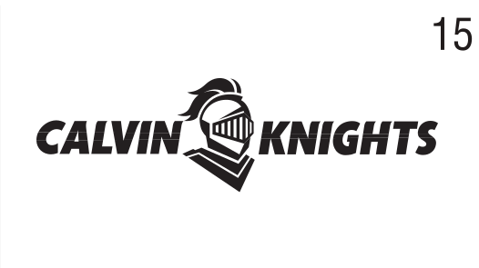 CALVIN KNIGHTS wordmark with Knight head, black/white on white variant, cell 15