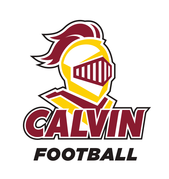 Knight head with CALVIN FOOTBALL wordmark, full color on white variant, cell 32