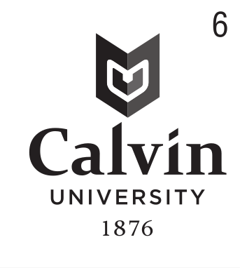 Calvin University logo, stacked, black icon, black text, with 1876 variant, cell 63