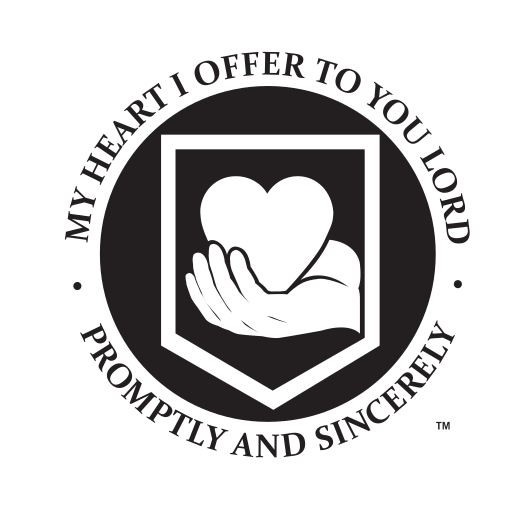 Calvin University heart and hand mark, black variant, cell 85