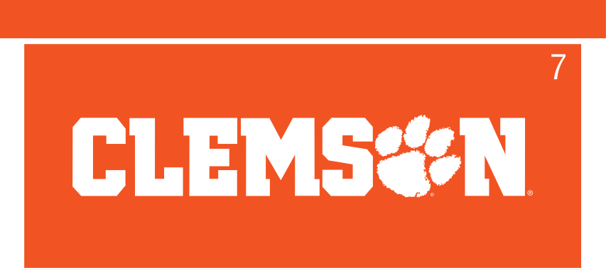 Clemson wordmark, white on orange variant, cell 7