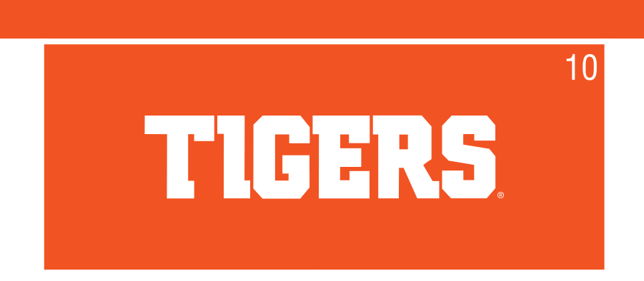 Tigers wordmark, white on orange variant, cell 10