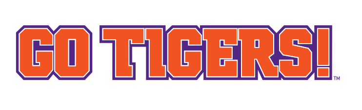 Go Tigers! wordmark, orange with purple outline variant, cell 14