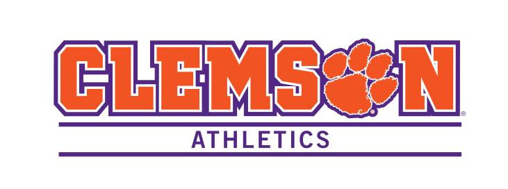 Clemson Athletics sport logo, orange with purple outline variant, cell 18