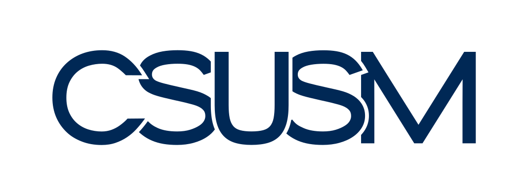 CSUSM acronym wordmark, University Blue variant, cell 13