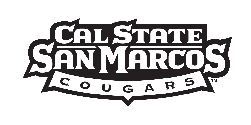 Cal State San Marcos Cougars wordmark, black and white variant, cell 21