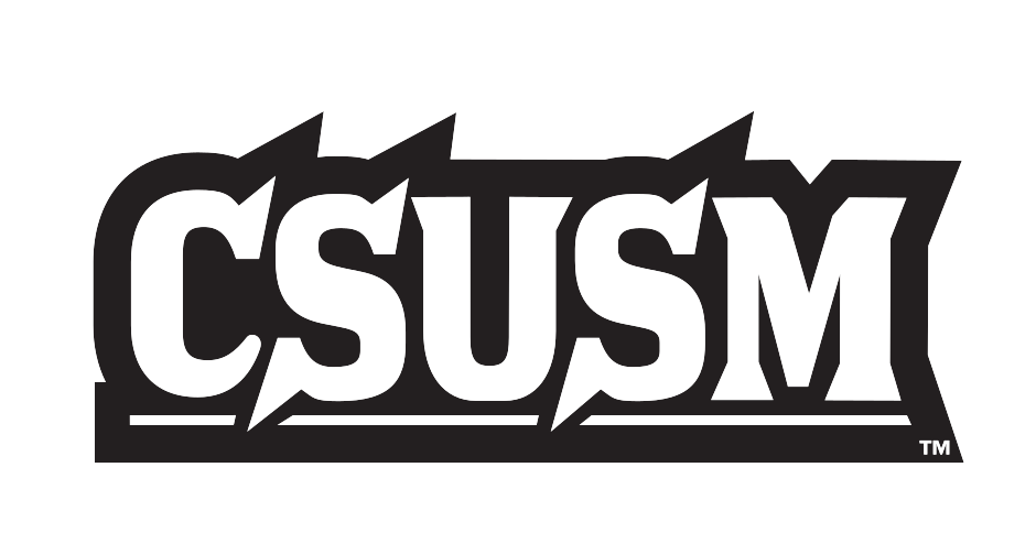 CSUSM wordmark, black and white variant, cell 25