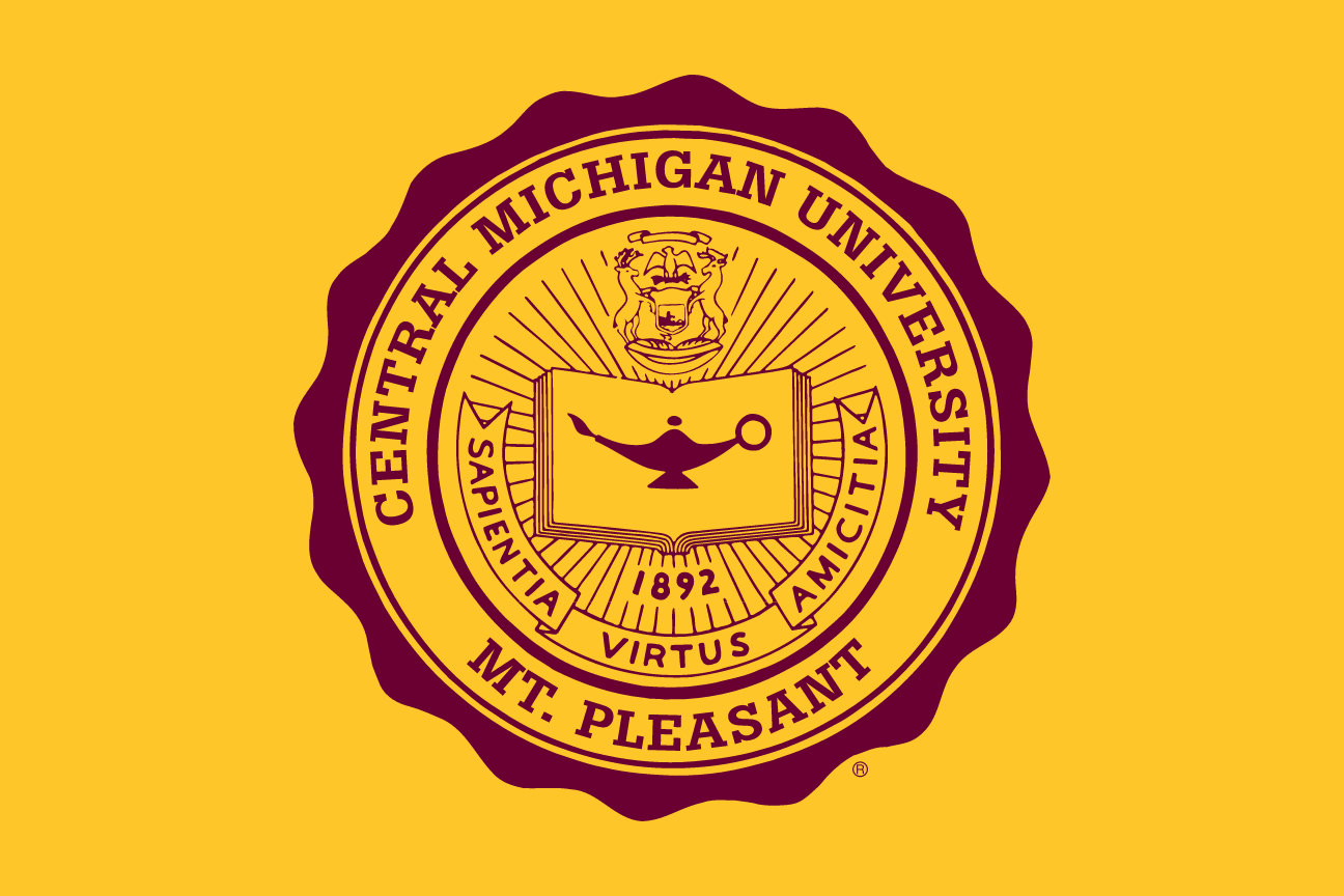 Central Michigan University Seal, one-color maroon on gold variant, cell 45