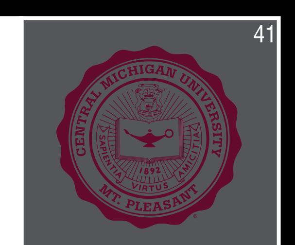 Central Michigan University Seal, one-color maroon on grey variant, cell 41