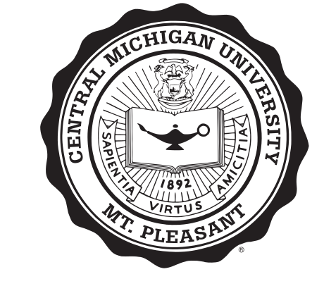 Central Michigan University Seal, one-color black on white variant, cell 43