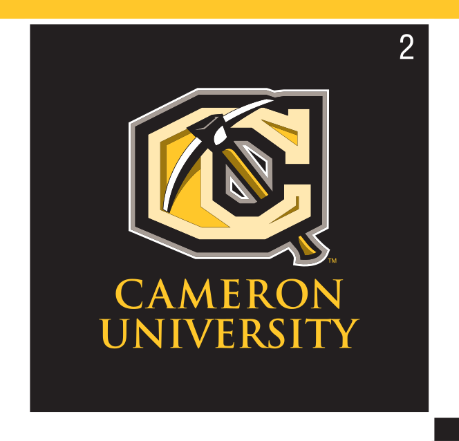 Cameron University logo, reverse color variant, cell 2