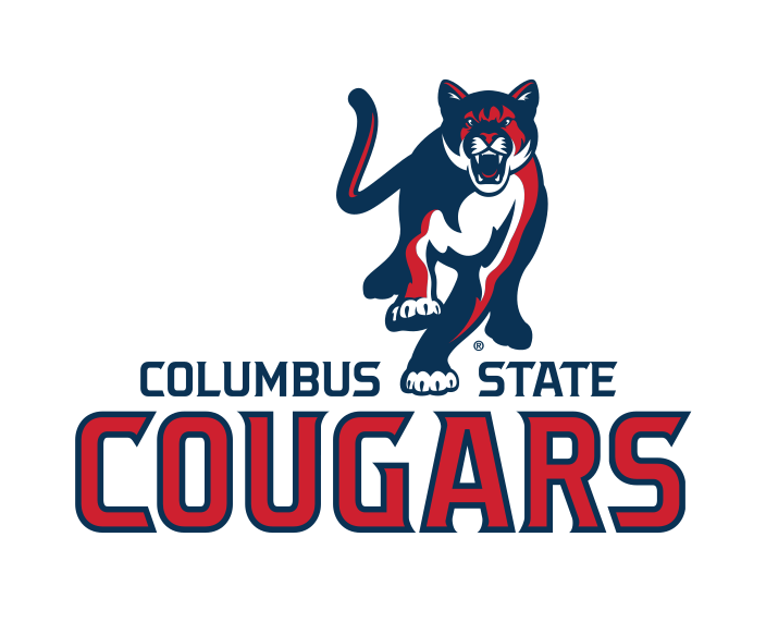 Columbus State Cougars primary mark, stacked, color variant, cell 13