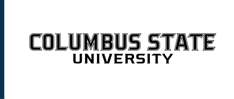 Columbus State University wordmark, stacked black variant, cell 69