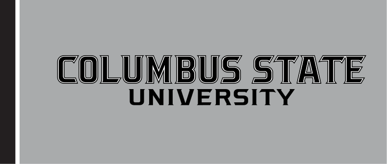 Columbus State University wordmark, stacked black on grey variant, cell 71