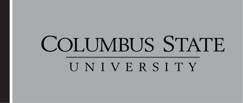 Columbus State University wordmark, serif stacked black on grey variant, cell 83
