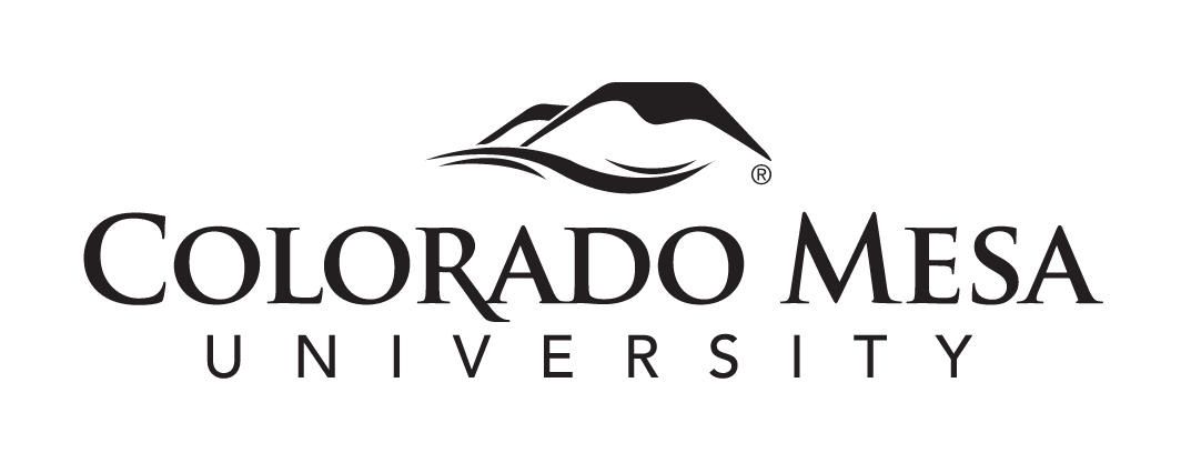 Colorado Mesa University stacked logo, black variant, cell 6