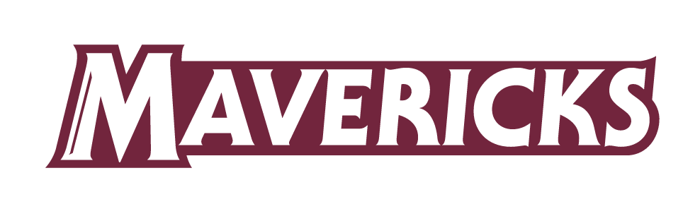 Mavericks wordmark, maroon one-color variant, cell 20