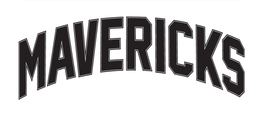 MAVERICKS wordmark, arched black with white outline variant, cell 51