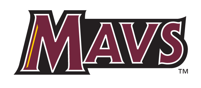 Mavs wordmark, maroon and gold outline variant, cell 22