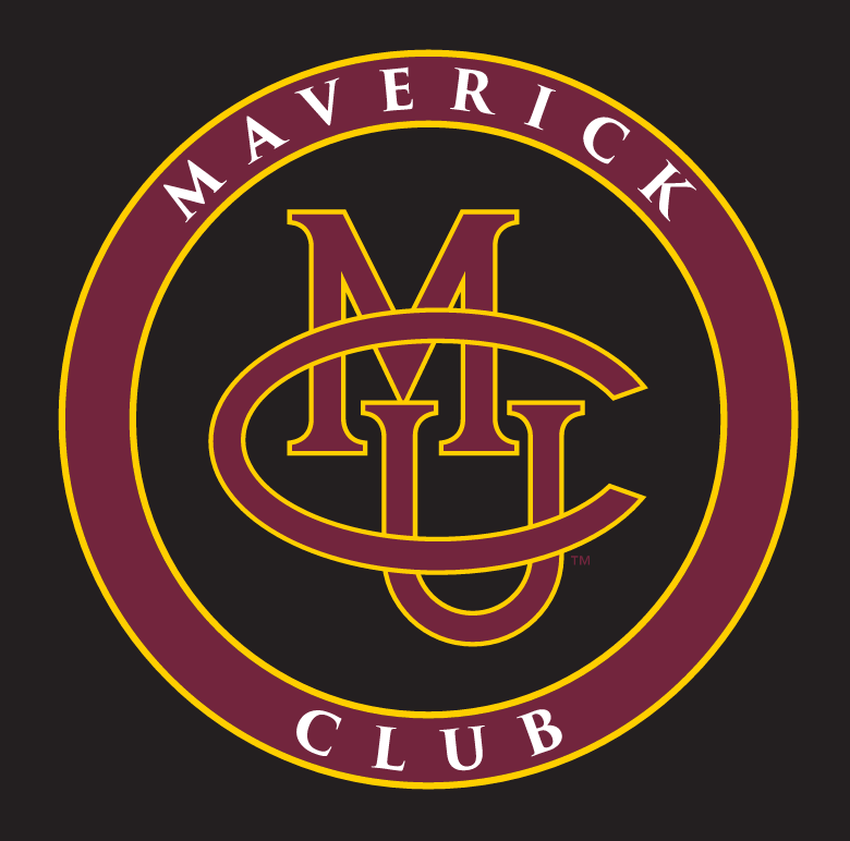 Maverick Club mark, maroon circle with gold outline and text variant, cell 56