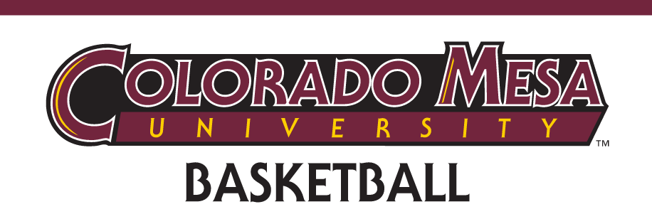 COLORADO MESA UNIVERSITY wordmark with sport name, maroon with gold outline, BASKETBALL variant, cell 59