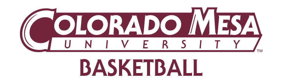 COLORADO MESA UNIVERSITY wordmark with sport name, maroon with white outline, BASKETBALL variant, cell 60