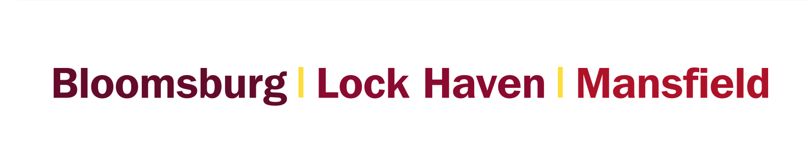 Bloomsburg Lock Haven Mansfield wordmark, color variant, cell 4