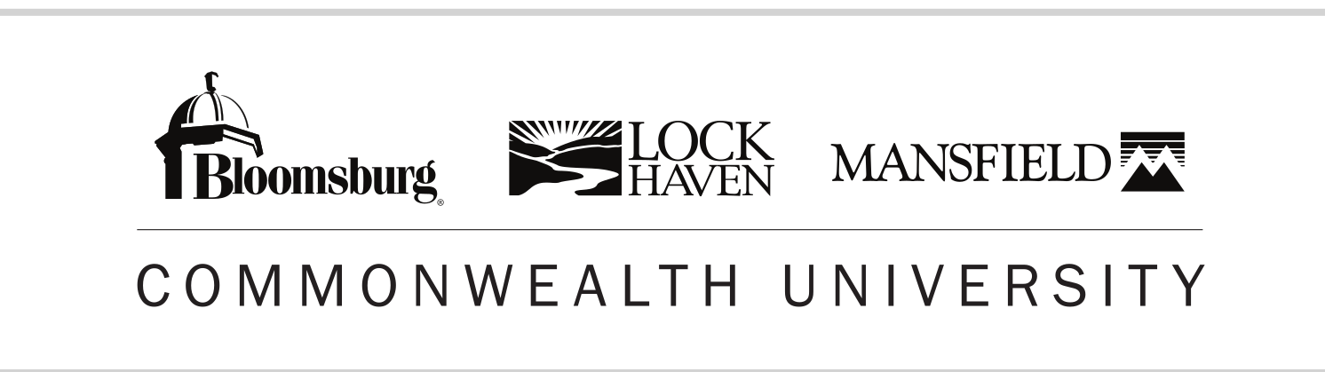 Commonwealth University institutional marks, black, short university name variant, cell 8